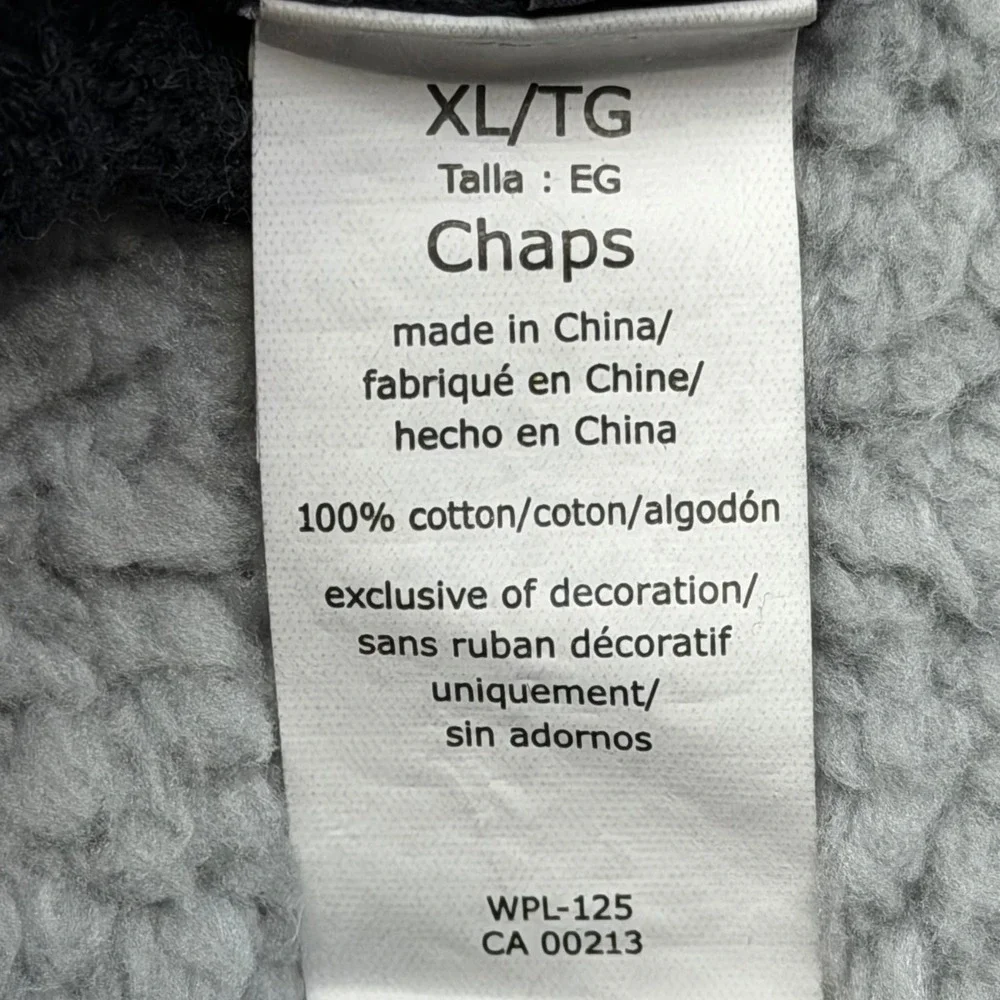 Chaps‎ 70741 Mens XL Black 100% Cotton C28969 Full Zip Ribbed Mock Neck Sweater